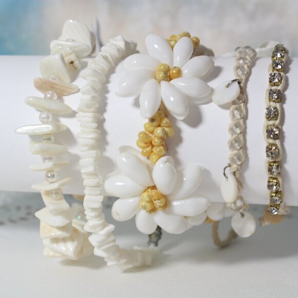 🌊Natural Surfer Woven Beachy Vibes Granola Cowrie Puka Shell Bracelet Bundle🌊 - Picture 4 of 5